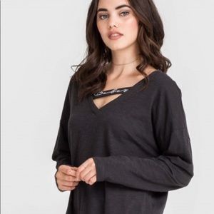 NWT NEVER WORN Charcoal “Babes” Cut Out Top